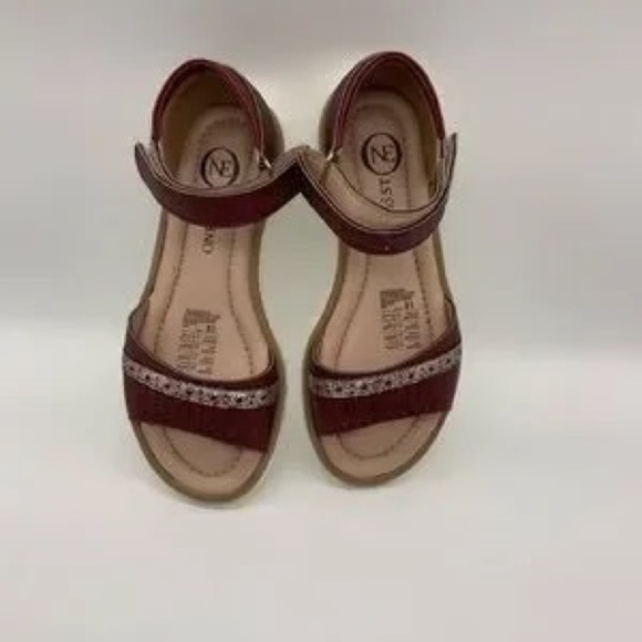 GIRLS Vegan Glitter Sandals Open toe - Burgundy color size 31EU - Picture 1 of 5